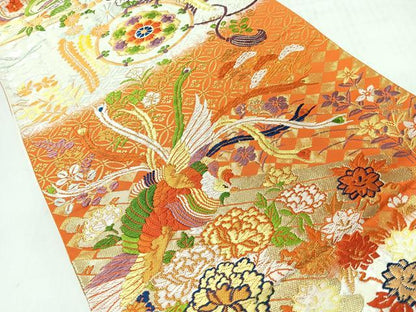 平和屋着物◎六通柄袋帯　唐織　花鳥文　金銀糸　正絹　逸品　CABI4502nb
