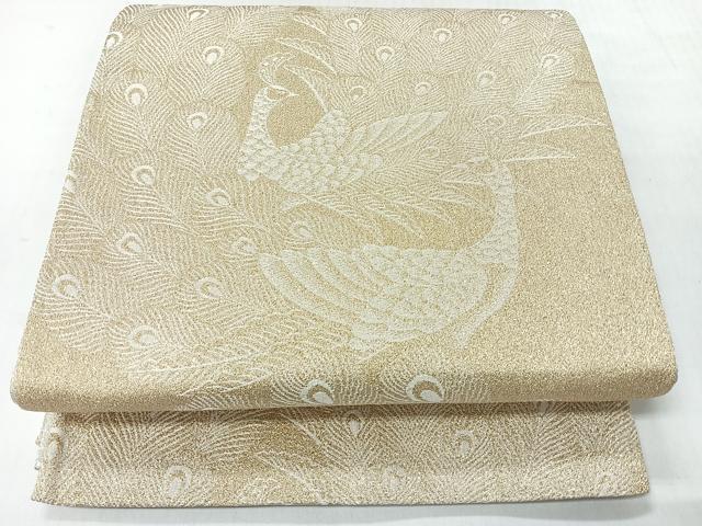 平和屋着物◎両面　六通柄袋帯　嵯峨づつれ織　飛鶴文　銀糸　正絹　逸品　CABI4504nb