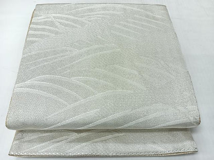 平和屋着物◎両面　六通柄袋帯　嵯峨づつれ織　飛鶴文　銀糸　正絹　逸品　CABI4504nb