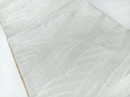平和屋着物◎両面　六通柄袋帯　嵯峨づつれ織　飛鶴文　銀糸　正絹　逸品　CABI4504nb