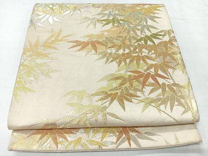平和屋着物◎六通柄袋帯　笹竹文　金銀糸　正絹　逸品　CABI4507nb