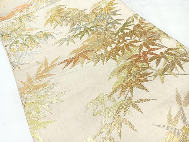 平和屋着物◎六通柄袋帯　笹竹文　金銀糸　正絹　逸品　CABI4507nb