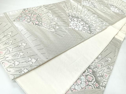 平和屋着物◎六通柄袋帯　唐織　青海波花文　銀糸　正絹　逸品　CABI4509nb