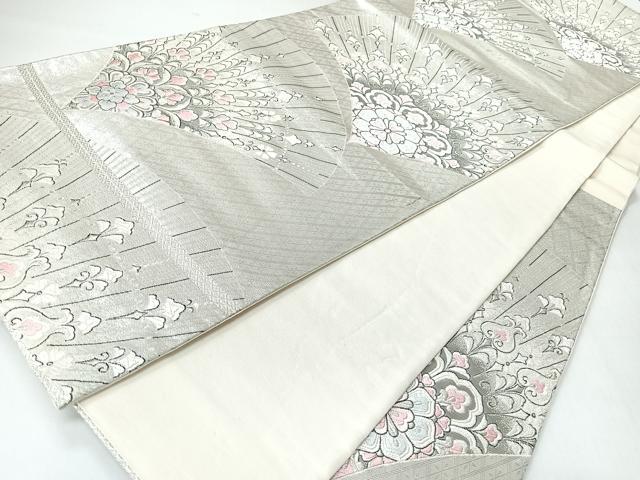 平和屋着物◎六通柄袋帯　唐織　青海波花文　銀糸　正絹　逸品　CABI4509nb