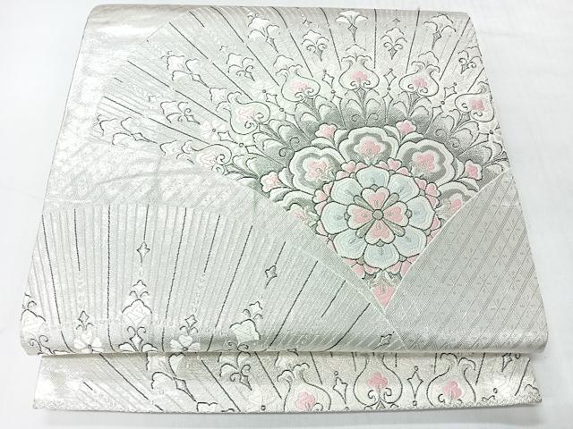 平和屋着物◎六通柄袋帯　唐織　青海波花文　銀糸　正絹　逸品　CABI4509nb