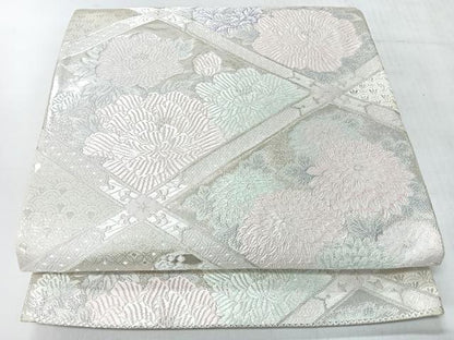 平和屋着物◎六通柄袋帯　唐織　草花文　銀糸　正絹　逸品　CABI4512nb