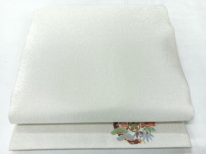 平和屋着物◎全通柄袋帯　霞文　ワンポイント　松竹梅　銀糸　正絹　逸品　CABI4530nb
