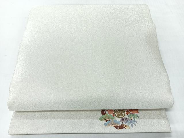 平和屋着物◎全通柄袋帯　霞文　ワンポイント　松竹梅　銀糸　正絹　逸品　CABI4530nb