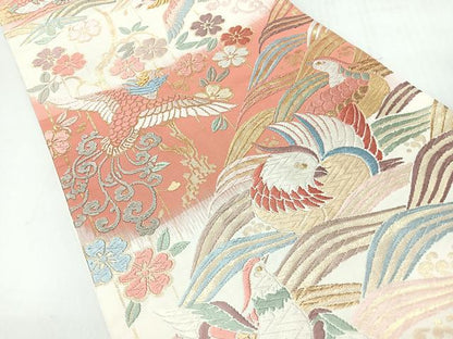 平和屋着物◎六通柄袋帯　唐織　流水花鳥文　金糸　正絹　逸品　CABI4533nb