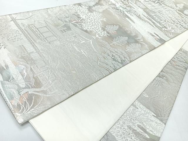 平和屋着物◎六通柄袋帯　古京錦　二重引箔　銀糸　正絹　逸品　CABI4538nb