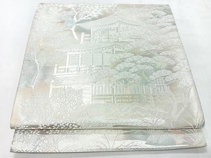 平和屋着物◎六通柄袋帯　古京錦　二重引箔　銀糸　正絹　逸品　CABI4538nb