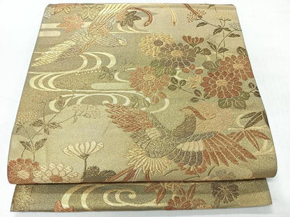 平和屋着物◎六通柄袋帯　能衣　金糸　正絹　逸品　CABI4541nb