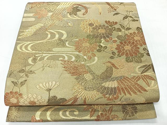 平和屋着物◎六通柄袋帯　能衣　金糸　正絹　逸品　CABI4541nb
