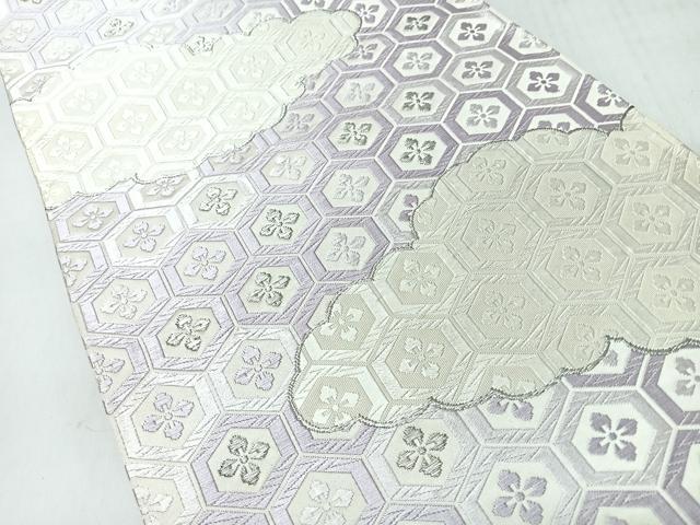 平和屋着物◎六通柄袋帯　唐織　雲取り亀甲更紗花文　銀糸　正絹　逸品　CABI4542nb