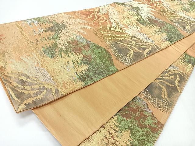 平和屋着物◎六通柄袋帯　遠山風景文　金銀糸　正絹　逸品　CABI4552nb