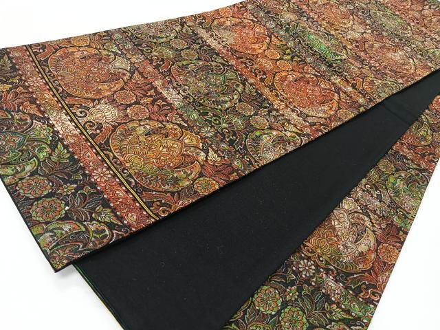 平和屋着物◎六通柄袋帯　更紗花文　金糸　正絹　逸品　CABI4553nb