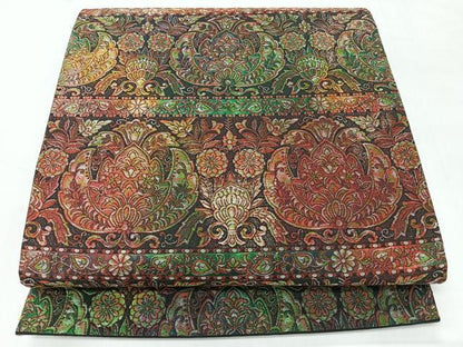 平和屋着物◎六通柄袋帯　更紗花文　金糸　正絹　逸品　CABI4553nb