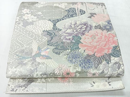 平和屋着物◎六通柄袋帯　唐織　草花錦　プラチナ二重箔　正絹　逸品　CABI4554nb
