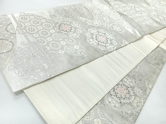 平和屋着物◎六通柄袋帯　地紙吉祥花文　プラチナ二重箔　正絹　逸品　CABI4563nb
