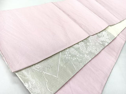 平和屋着物◎両面　六通柄袋帯　唐織　吉祥流水花調文　銀糸　正絹　逸品　CABI4567nb