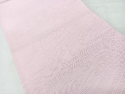 平和屋着物◎両面　六通柄袋帯　唐織　吉祥流水花調文　銀糸　正絹　逸品　CABI4567nb