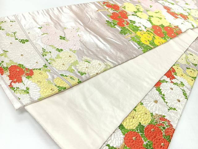 平和屋着物◎六通柄袋帯　唐織　草花文　金糸　正絹　逸品　CABI4568nb