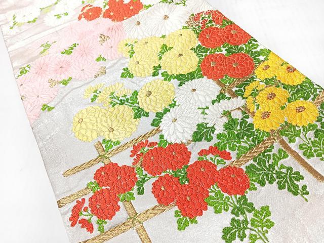 平和屋着物◎六通柄袋帯　唐織　草花文　金糸　正絹　逸品　CABI4568nb