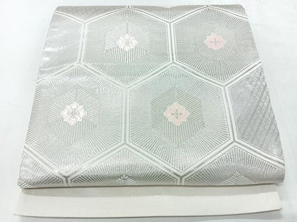 平和屋着物◎西陣　六通柄袋帯　唐織　吉祥花文　九百プラチナ箔　正絹　逸品　未使用　CABI4569nb