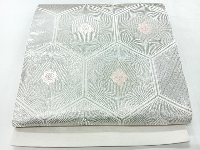 平和屋着物◎西陣　六通柄袋帯　唐織　吉祥花文　九百プラチナ箔　正絹　逸品　未使用　CABI4569nb