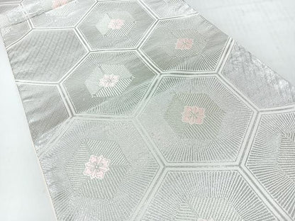 平和屋着物◎西陣　六通柄袋帯　唐織　吉祥花文　九百プラチナ箔　正絹　逸品　未使用　CABI4569nb