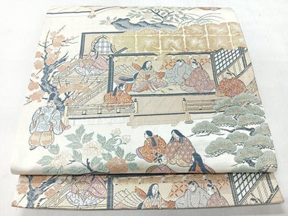平和屋着物◎六通柄袋帯　源氏花見之宴　金糸　正絹　逸品　CABI4570nb