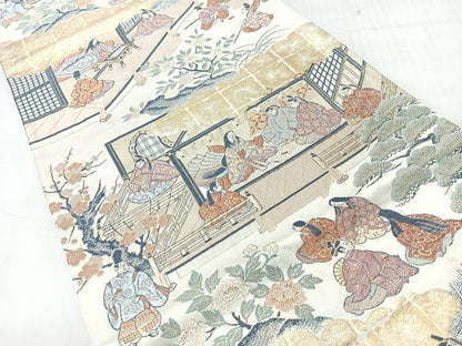 平和屋着物◎六通柄袋帯　源氏花見之宴　金糸　正絹　逸品　CABI4570nb