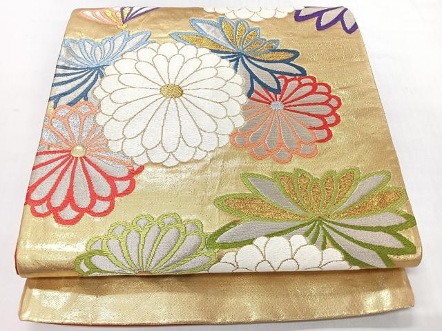 平和屋着物◎六通柄袋帯　唐織　菊　金銀糸　正絹　逸品　CABI4576nb