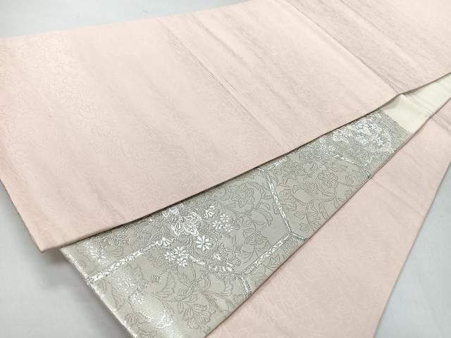 平和屋着物◎両面　六通柄袋帯　唐織　吉祥華飾華文　銀糸　正絹　逸品　CABI4578nb
