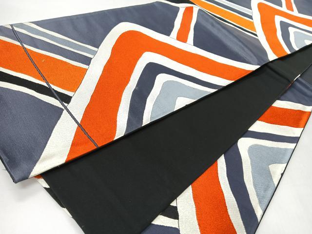 平和屋着物◎六通柄袋帯　幾何学文　正絹　逸品　CABI4582nb