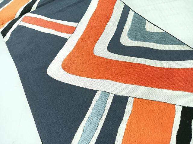平和屋着物◎六通柄袋帯　幾何学文　正絹　逸品　CABI4582nb