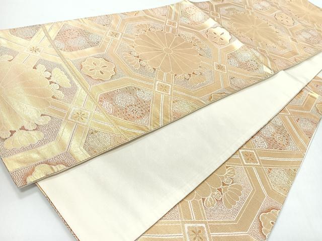 平和屋着物◎六通柄袋帯　蜀江花文　金糸　正絹　逸品　CABI4591nb