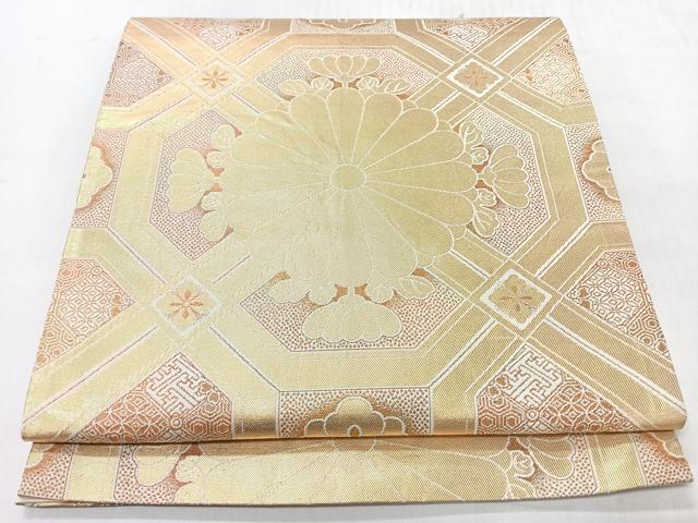 平和屋着物◎六通柄袋帯　蜀江花文　金糸　正絹　逸品　CABI4591nb