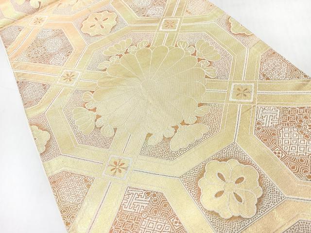 平和屋着物◎六通柄袋帯　蜀江花文　金糸　正絹　逸品　CABI4591nb