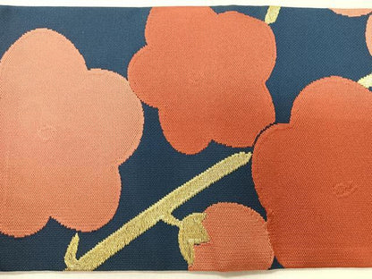 平和屋着物◎本場筑前博多織　九寸名古屋帯　枝梅文　金糸　正絹　逸品　CABI4602nb