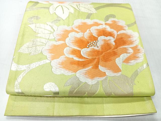 平和屋着物◎六通柄袋帯　唐織　花唐草文　銀糸　正絹　逸品　CABI4605nb