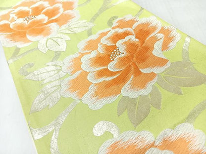 平和屋着物◎六通柄袋帯　唐織　花唐草文　銀糸　正絹　逸品　CABI4605nb