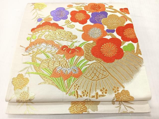 平和屋着物◎六通柄袋帯　唐織　梅松文　金銀糸　やまとオリジナル　正絹　逸品　CABI4606nb