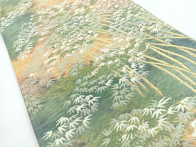 平和屋着物◎六通柄袋帯　笹竹文　金糸　正絹　逸品　CABI4619nb