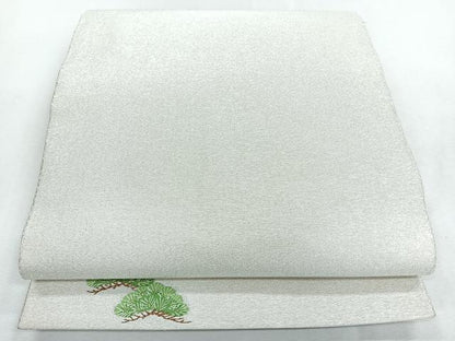 平和屋着物◎全通柄袋帯　ワンポイント　松　銀糸　正絹　逸品　CABI4620nb