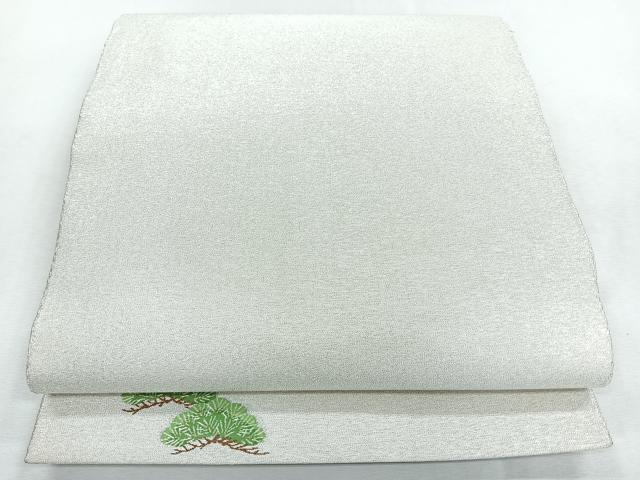 平和屋着物◎全通柄袋帯　ワンポイント　松　銀糸　正絹　逸品　CABI4620nb