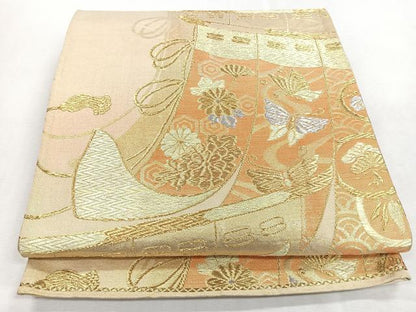 平和屋着物◎六通柄袋帯　唐織　几帳鳳凰唐草文　金銀糸　正絹　逸品　CABI4629nb