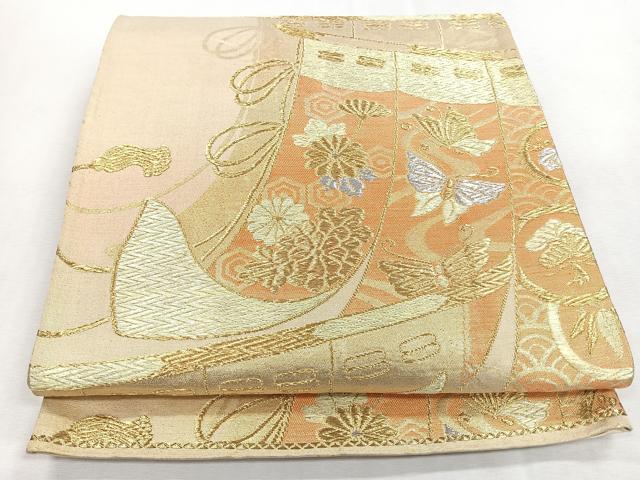 平和屋着物◎六通柄袋帯　唐織　几帳鳳凰唐草文　金銀糸　正絹　逸品　CABI4629nb