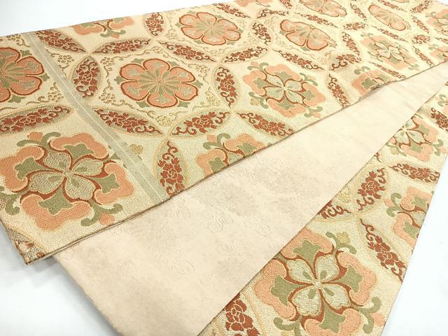 平和屋着物◎六通柄袋帯　更紗花文　金糸　正絹　逸品　CABI4631nb