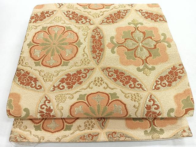 平和屋着物◎六通柄袋帯　更紗花文　金糸　正絹　逸品　CABI4631nb